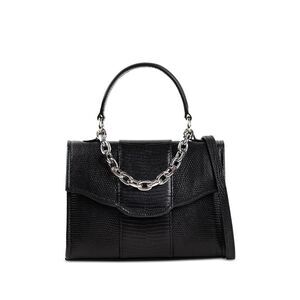 LISELLE KISS Women's Black Faux Suede Removable Band Chain Single Crossbody